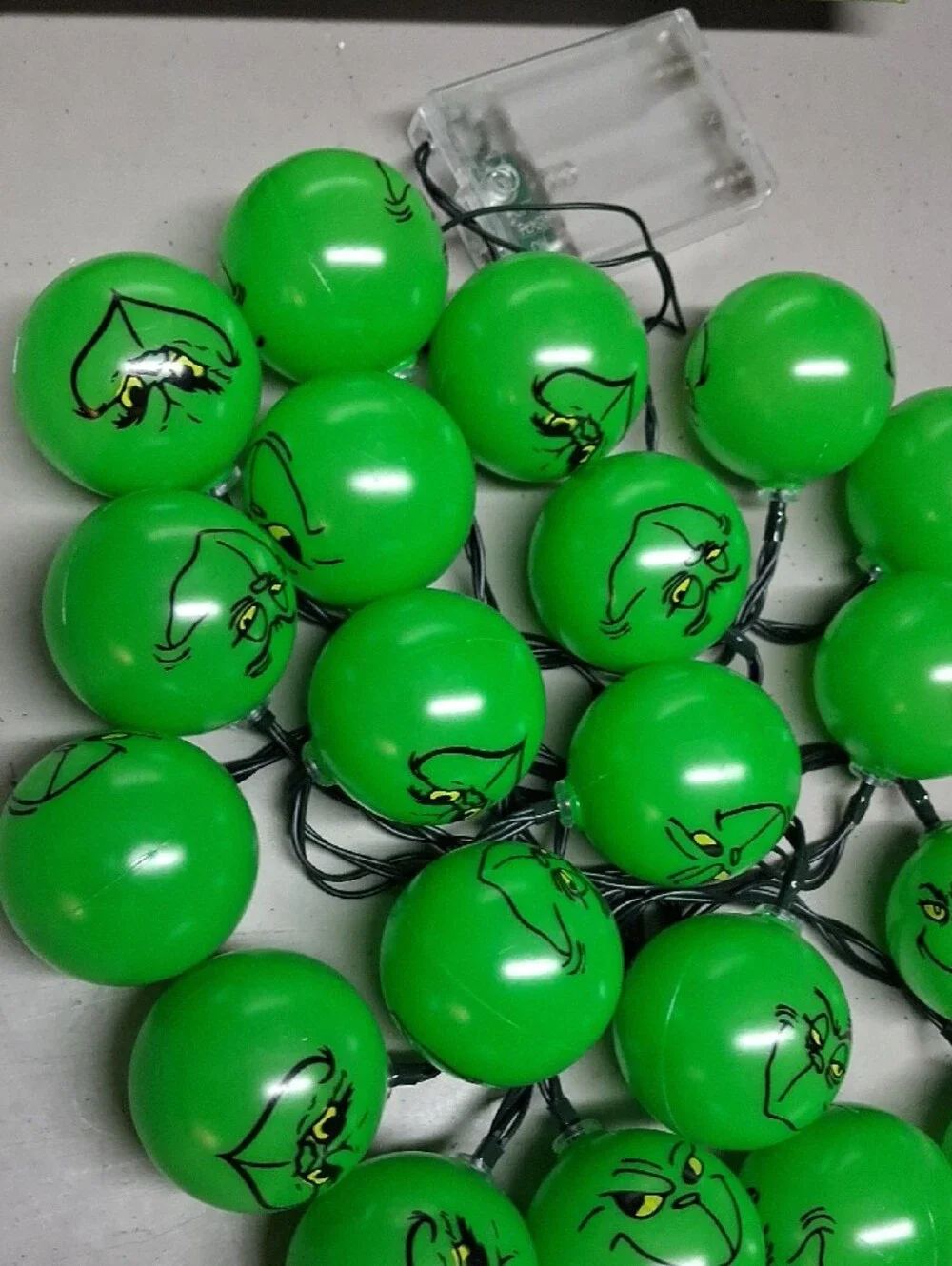 Festive Green Grinch Face String Lights for Parties